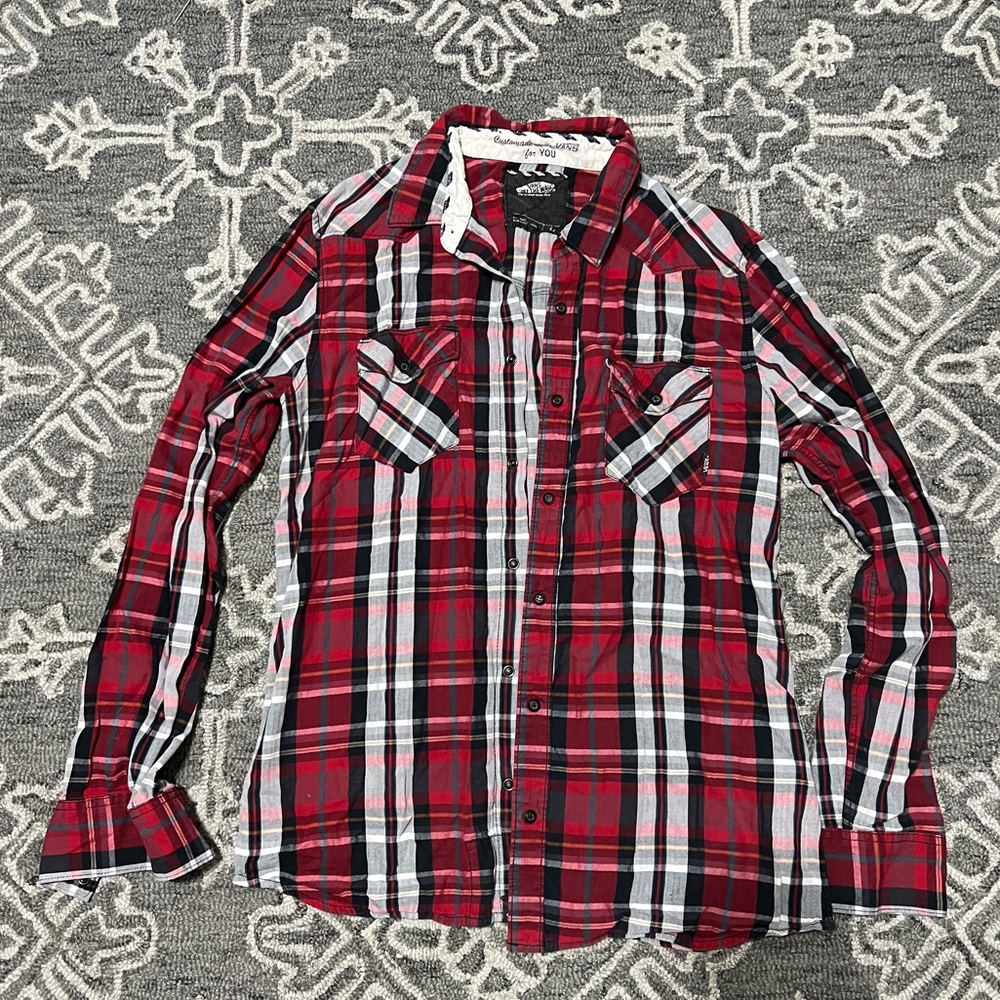 Men’s Vans Red Plaid Button Down